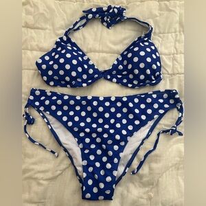 Blue Polka Dot Bikini Set